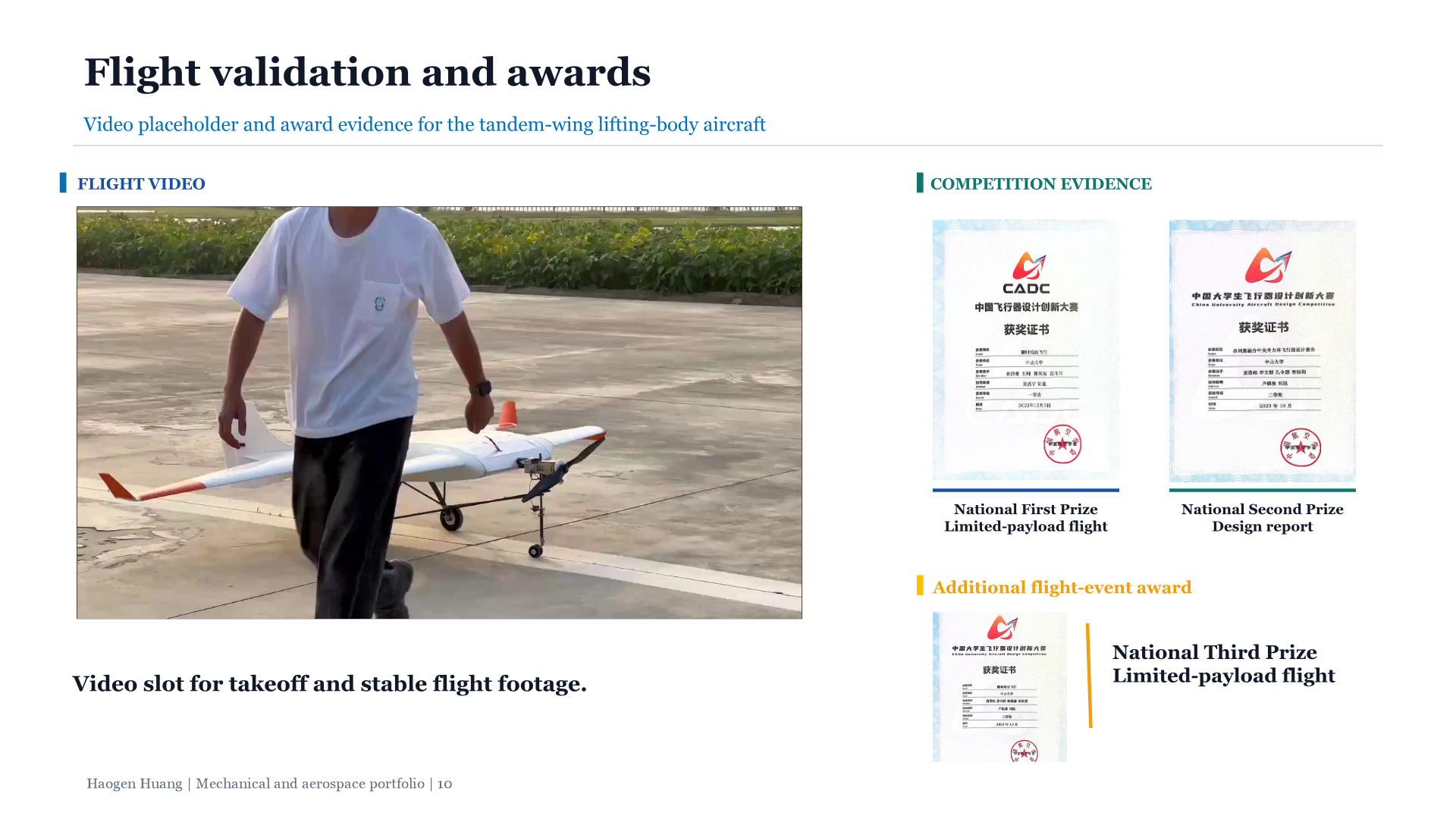 Slide 10, flight validation and awards